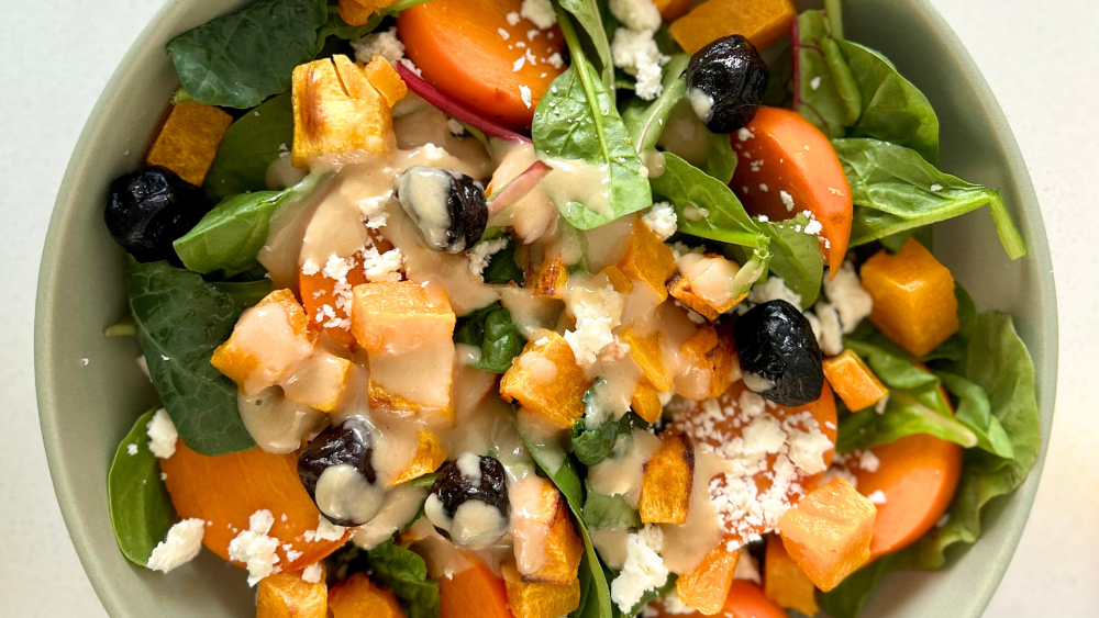 Colorful Winter Salad with Persimmons and Greens