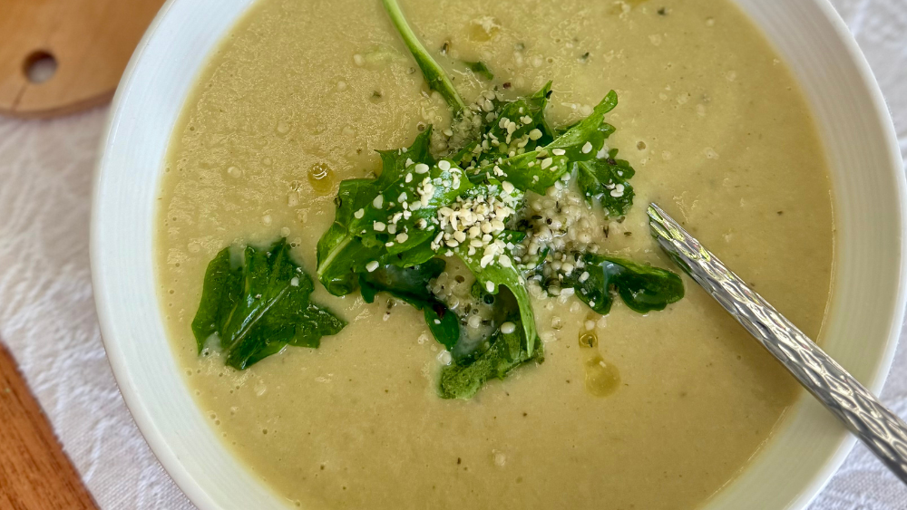 Creamy Roasted Garlic, Sweet Potato & Leek Soup ft. 3MB