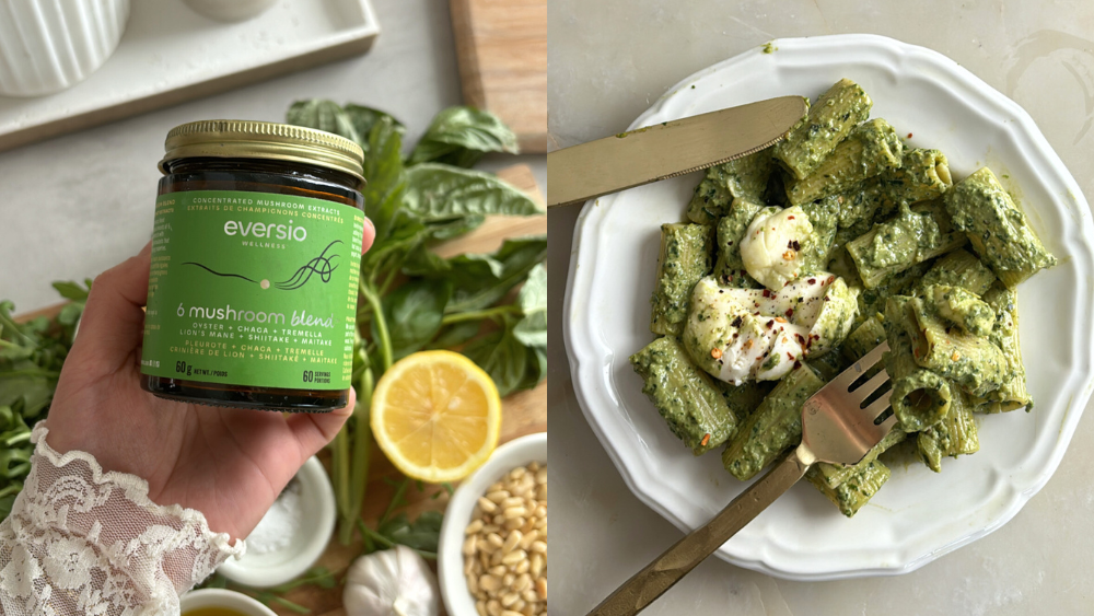 Fresh Basil Pesto Pasta ft. Eversio Wellness 6 Mushroom Blend
