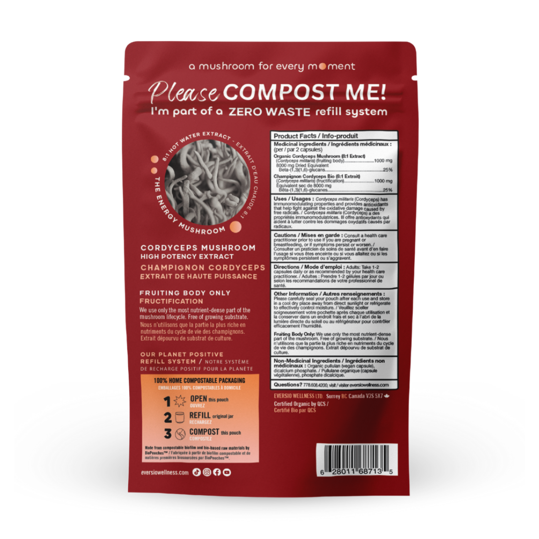 Cordyceps (Energize Now) - Organic Cordyceps 8:1 Extract Capsules