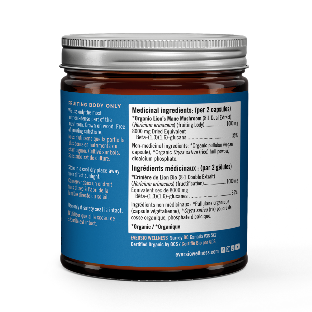 Lion's Mane (Focus Now) - Organic Lion's Mane 8:1 Dual Extract Capsules