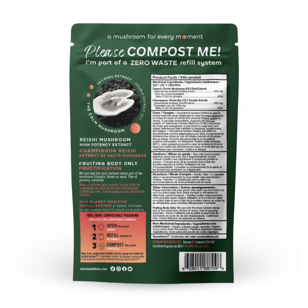 Reishi (Chill Now) - Organic Reishi Mushroom 15:1 Dual Extract Capsules