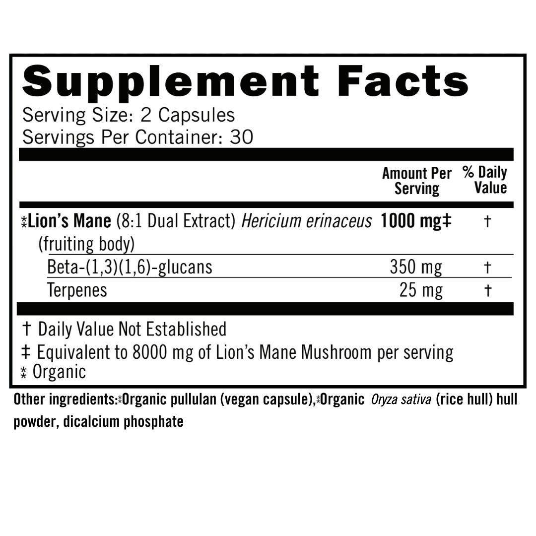 Focus Now - Organic Lion's Mane 8:1 Dual Extract Capsules