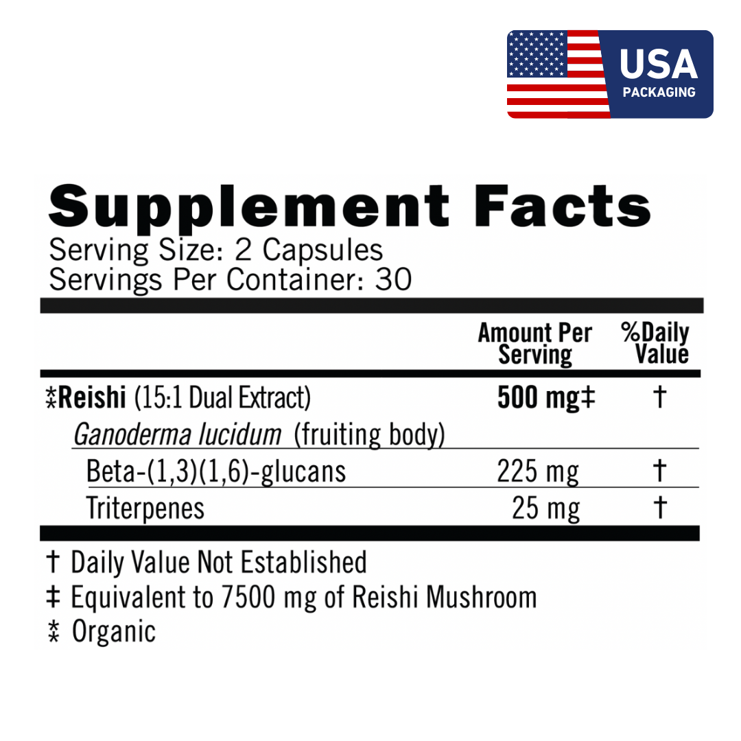 Reishi (Chill Now) - Organic Reishi Mushroom 15:1 Dual Extract Capsules